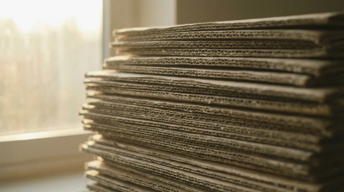 Close-up texture of stacked cardboard in a retail backroom